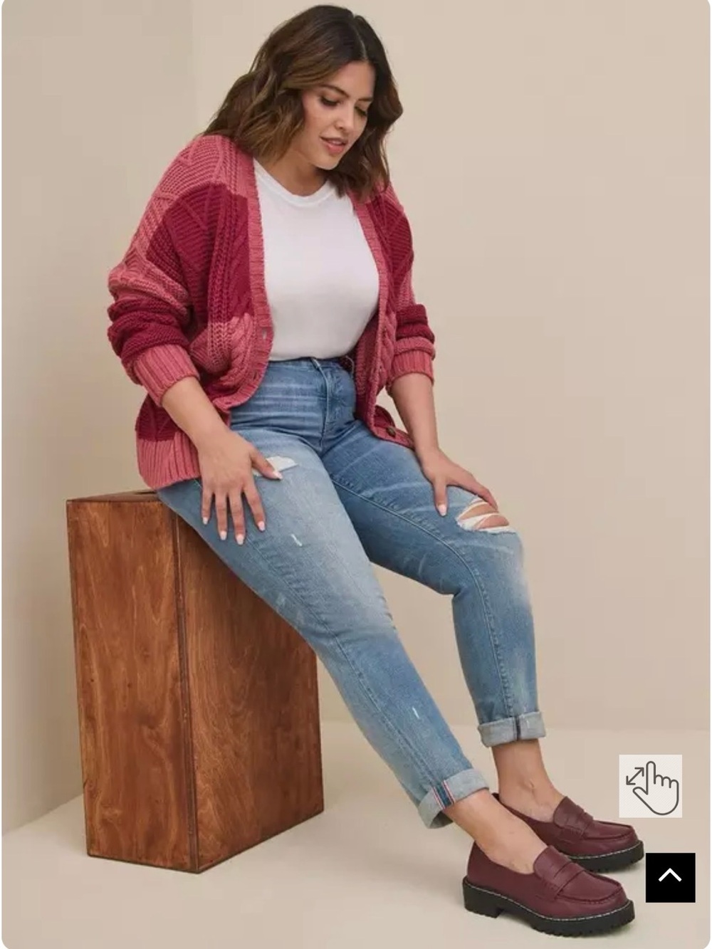 torrid Rose and Berry Cable Knit Button Cardigan - Picture 3 of 11